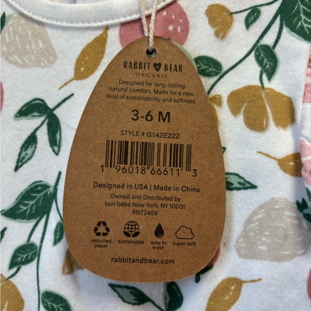 Rabbit & Bear Organic Strawberry Print Baby Set - Picture 3 of 6